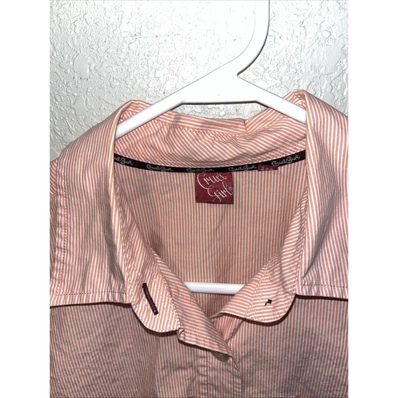 Vtg cruel girl shirt western pink and white stripe size large woman's Button Up - Picture 4 of 6